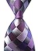 Secdtie Men's Classic Checks Purple Grey Jacquard Woven Silk Tie Necktie