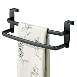 mDesign Over the Cabinet Kitchen Dish Towel Bar Rack - 9", Black Matte (Kitchen)
