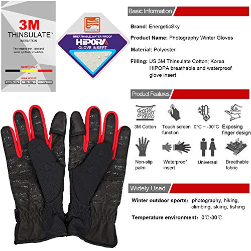 image for EnergeticSky Waterproof Winter Gloves,3M Thinsulate Ski & Snowboard Gl
