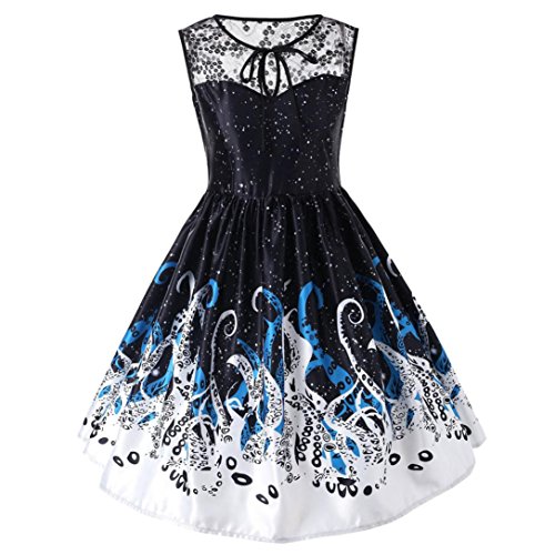image for Elogoog Women's Vintage Printing Casual Lace Sleeveless Plus Size Part