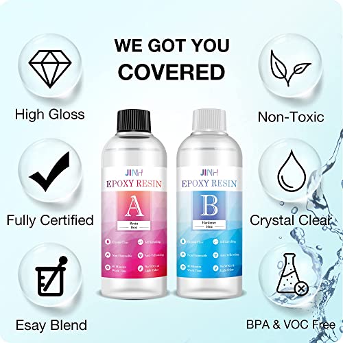 Epoxy Resin 32 oz, Crystal Clear Epoxy Resin Non Yellowing, Self