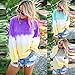 Kansopa Women's Long Sleeve Crewneck Thin Tunic Shirt Blouses Tie Dye Casual Pullover Tops Sweatshirt