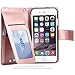 iPhone 8 Case,iPhone 7 Case,BENTOBEN Secure Up and Down Flip Design 9 Credit Card Slots Cash Holder Detachable Wrist Strap Magnetic Faux Leather Wallet Case for iPhone 8/7 for Girls/Women Rose Gold