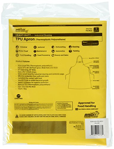 KLEEN HANDLER Waterproof TPU Bib Apron with Adjustable Neck, Yellow, 11.8 Mil