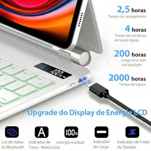 Capa com Teclado para Samsung Galaxy Tab S10 Lite/S10/S9 FE 10,9 Polegadas e S11/S9/S8/S7 11 Polegadas,Teclado Magnético Flutuante, Suporte Cantilever e Trackpad Multitoque Sem Fio (Branco)