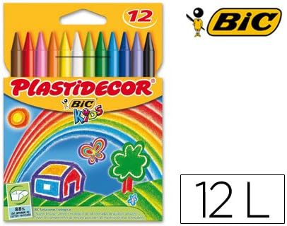 Plastidecor - Lapices cera caja de 12 colores.: Amazon.es: Oficina y papelería