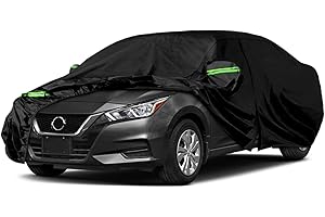 SPORTULI Waterproof Car Covers Replace for 2007-2025 Nissan Versa/Note, 6 Layers All Weather Custom-fit Car Cover with Zipper Door & Windproof Bands for Snow Rain Dust Hail Protection (Versa)