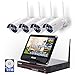 All in one with Monitor[Expandable] Wireless Security Camera System WiFi NVR Kit 8CH 1080P NVR 4pcs 960P Indoor Outdoor Bullet IP Camera IR Night Vision Waterproof Plug and Play with 2T Hard Drive