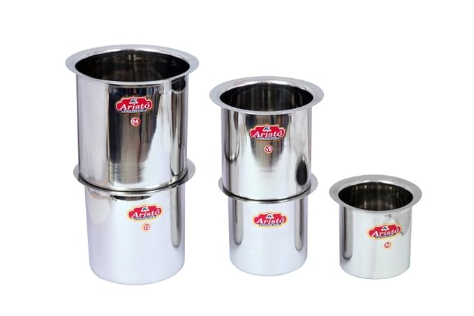 Aristo Stainless Steel Stainless Steel Milk Pot Set (880, 1250, 1600,2200,2800 Mililiters) Silver