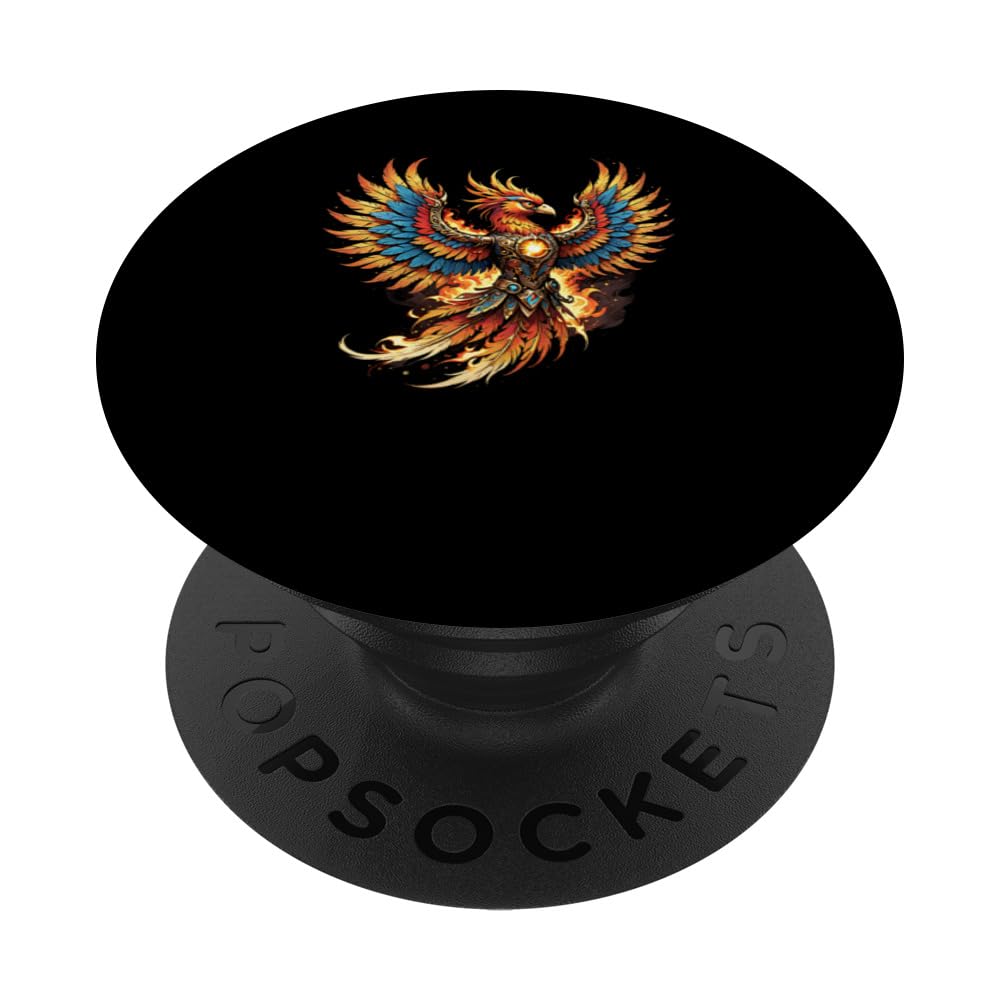 Illustrated Vintage Steampunk Flaming Phoenix Rising PopSockets Swappable PopGrip