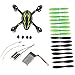 Qiyun Crash Pack for X4 H107C Quadcopter, Includes Body Shell, 8x Pair of Black and Green Propellers, Flight Battery, 4x Rubber Feet, 2x Motors, Black/Green