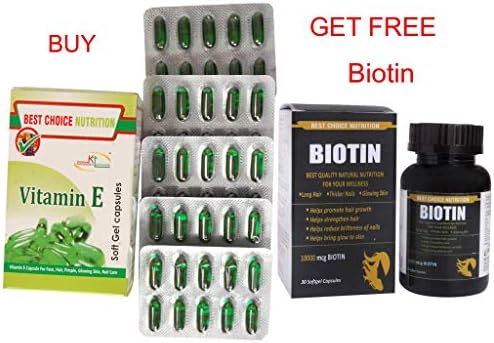 Best Choice Nutririon Vitamin E 400 Oil Capsule Face Hair Pimple Glowing Skin Nail Care - Pack of 50