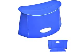 koofull Ultralight Foldable Portable Stool Chair, Lightweight Collapsable Folding Potty Stool for Traveling, Mini Foot Step Stool for Airplane Flight (Deep Blue)