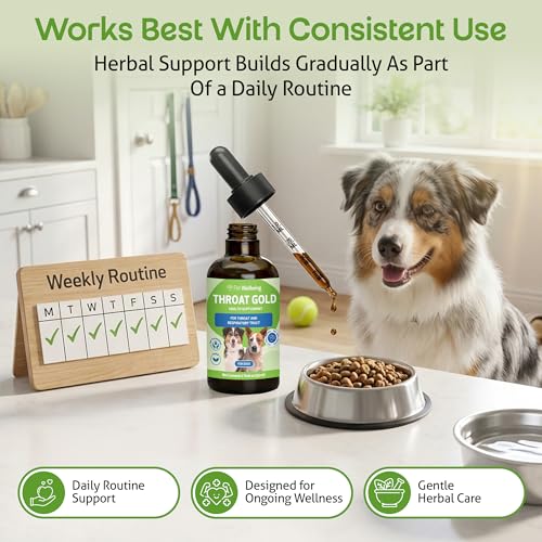 Pet Wellbeing - Throat Gold for Dogs - Natural Herbal Throat and Respiratory Support for Canines - 2 oz (59ml)