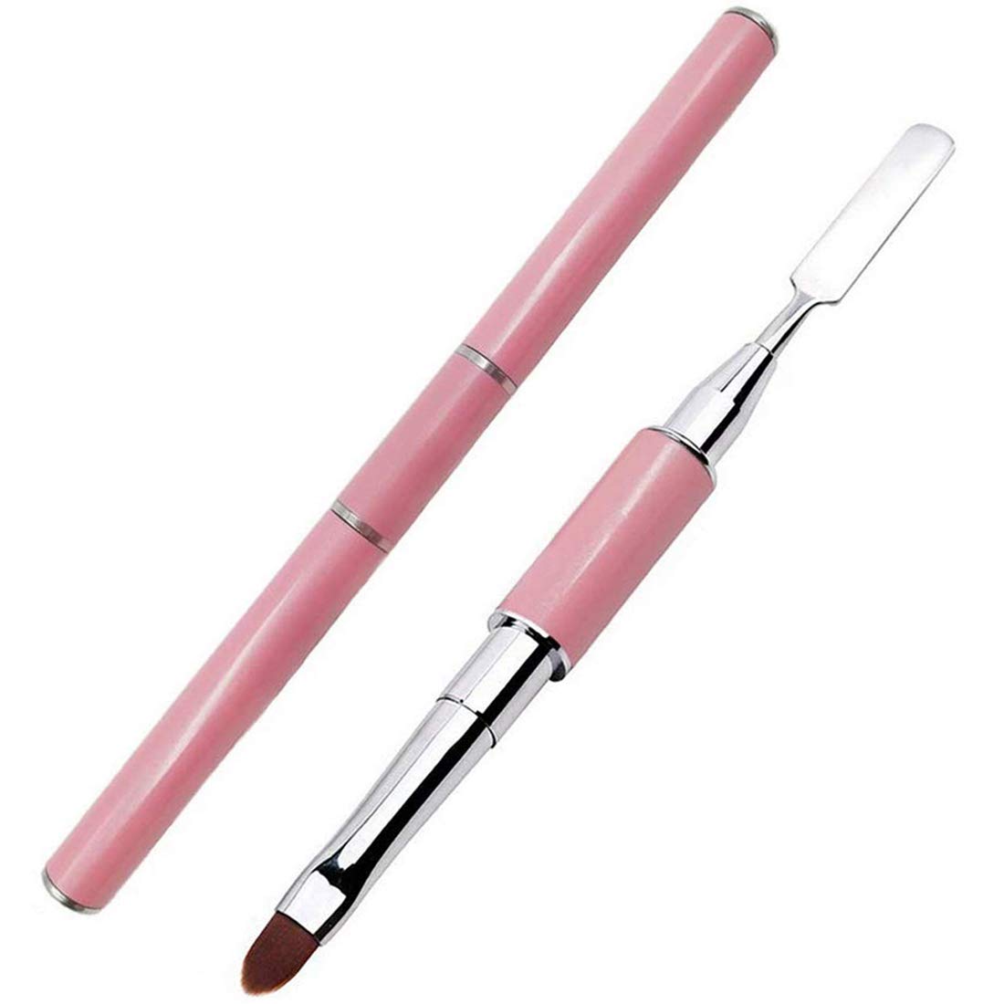 2 in 1 Polygel Nail Brushes,Dual-Ended Polygel Brush & Picker Brush tool,Stainless Steel 2 in 1 Designs,Polygel Nail Brushes & Gel Nail Tool for DIY Gel Nails Extension Tools(Pink)