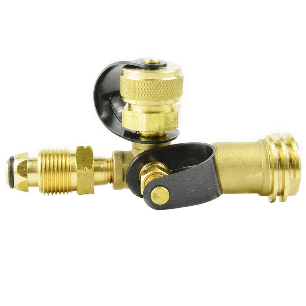 Stanbroil Propane Brass Tee with 4 Port Adapter for Motorhomes Tank RV Camping-100% Solid Brass