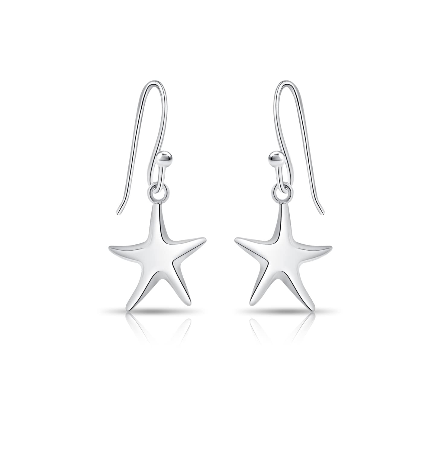 DTPSilver - 925 Sterling Silver Starfish Dangling Earrings