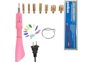 NANPONE Hotfix Applicator, 7 in 1 DIY Hot Fixed Wand Bedazzler Kit, Rhinestones Setter Wand Tool with 7 Different Tip Sizes,Crystal Gem Heat-fix Tool with Support Stand (Pink)