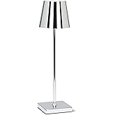 Abbott Collection Trilite LED Table Lamp, Cordless Rechargeable Light (Chrome Silver, Classic Shade, 15 inches)