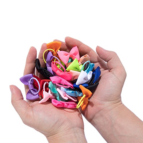30 Pack: HBY Girls No Crease Ouchless Stretch Elastic Hair Bow Ties Ponytail Holders