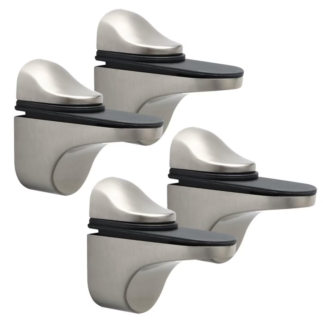 Mooche 4Pcs Adjustable Glass Shelf Brackets Glass Clamp Wall Mount Floating Shelf Support Holder for Bathroom, Glass Shelf Wall Holders Adaptive 5-18MM Thickness Glass — image 1