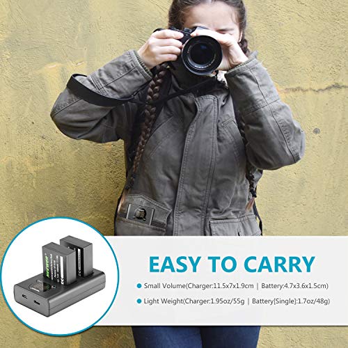 Neewer Kit Rechange Batterie et Chargeur pour NP-W126 pour Fujifilm X-T3 X-T2 X-T1 X-A5 X-E3 X-E2 X-E1 X100F X-H1 X-M1 X-Pro2 X-T20 et Plus (2 1500mAh Batterie/Double USB et Entrée de Type C) - Image 6