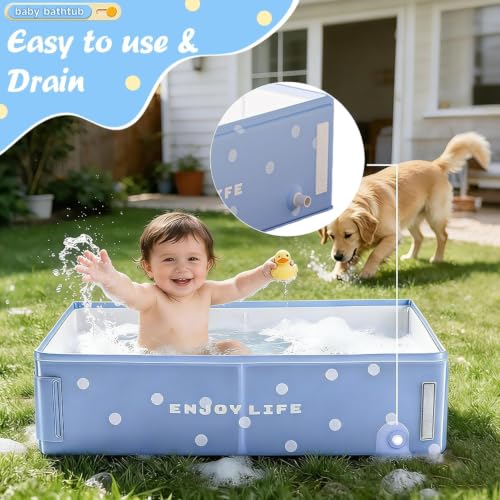 Foldable Kids Bathtub with Non-Slip Base, حوض استحمام للرضع,Portable Baby Bathtub, Portable,Travel & Shower Ready, Easy to Clean, Sturdy & Thick, Space-Saving, for Kids & Small Bathroom(Blue)