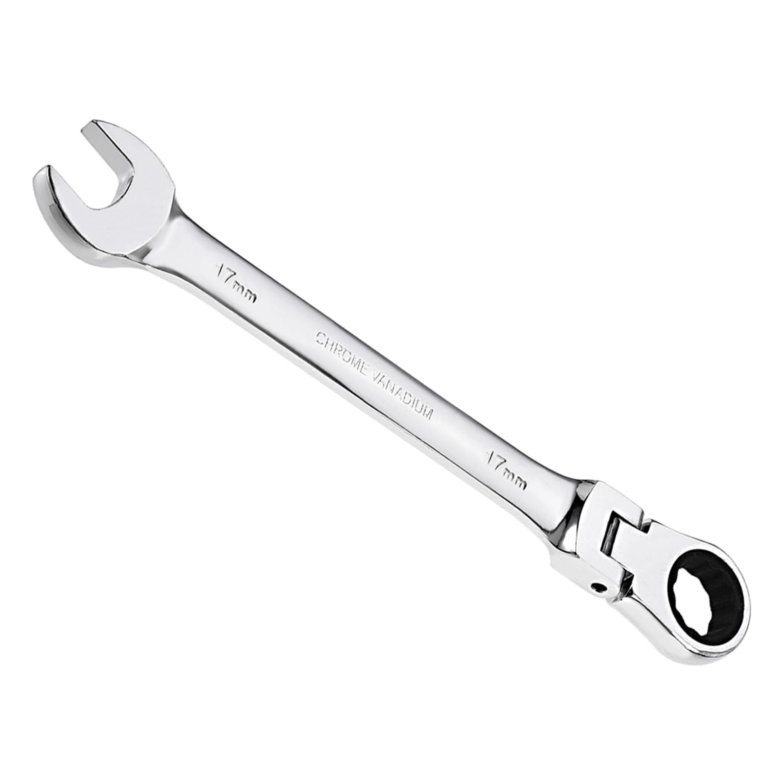 CoCud Flex-Head Ratcheting Wrench, 17mm Head Metric 72-Teeth, Cr-V Combination Wrench Spanner - (Applications: for Repairing Home Tasks)