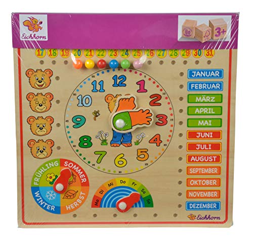 Eichhorn 100005457 - Steckpuzzle Kalenderuhr 30x30cm, unterschiedliche Steckmöglichkeiten, Wand Aufhängemöglichkeit, FSC 100% Zertifiziertes Lindensperrholz – Bild 6