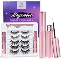 Magnetic Eyelashes with Eyeliner - Magnetic Eyeliner and Magnetic Eyelash Kit - Eyelashes With Natural Look - Comes With Applicator - No Glue Needed