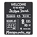 Canopy Street Baby Announcement Chalkboard Sign. “Welcome to The World” Photo Prop Board, Black w/White Print and Round Corners - 12” x 10” Rectangle