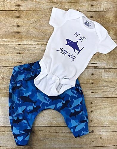 My First Shark week baby outfit, onesie and leggings shark outfit