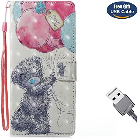 Aireratze Galaxy Note 8 case,Galaxy Note 8 cover, [Wallet Case] Premium Soft PU Leather Notebook 3D Surface Design Case ID Slot Slim Flip Skin Cover for Samsung Note 8(Baby Bear)+USB cable