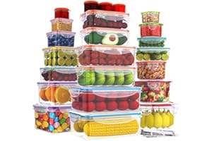 RockBerry 46 PCS Food Storage Containers with Lids Airtight- Plastic Container for Pantry Kitchen Organization-Microwave Dish