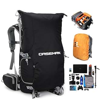Amazon.com: Caseman AOB4 Black Dslr Slr Camera case Backpack bag Travel