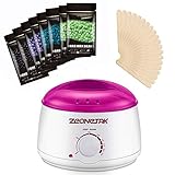 Wax Warmer, Zeonetak Hair Removal Waxing Kit Hair Remover Tool + 8 Pack x 3.5oz Hard Wax Beans + 20 Wax Applicator Sticks, Overheat Light Off Protection