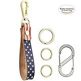 Genuine Leather Key Chain USA American Flag Pattern Leather Key Ring , Pattern Key Fob