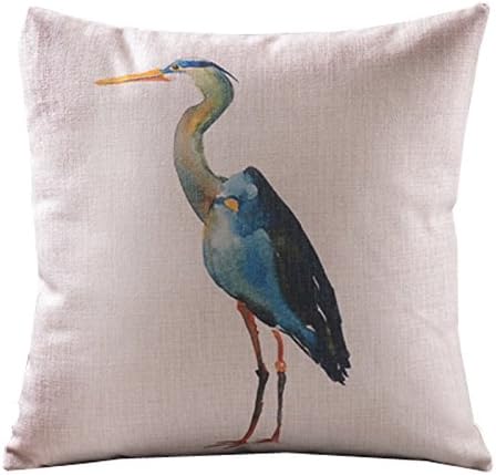 Prettypillow Cotton Linen Decorative Throw Pillow Set Cushion With Insert Watercolor Bird Grus Japonensis Square 18"