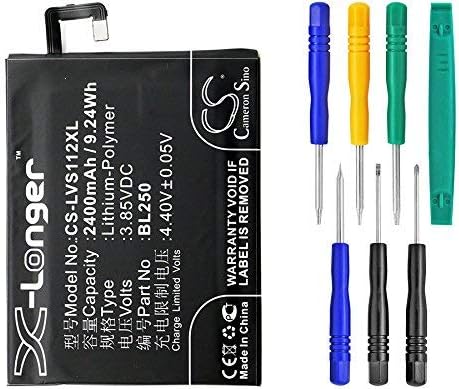 Cameron Sino 2400mAh Li-Polymer High-Capacity Replacement Batteries for Lenovo Vibe S1, S1a40, S1a40 Dual SIM TD-LTE, S1c50, S1c50 Dual SIM TD-LTE, fits Lenovo BL250 with Tools kit