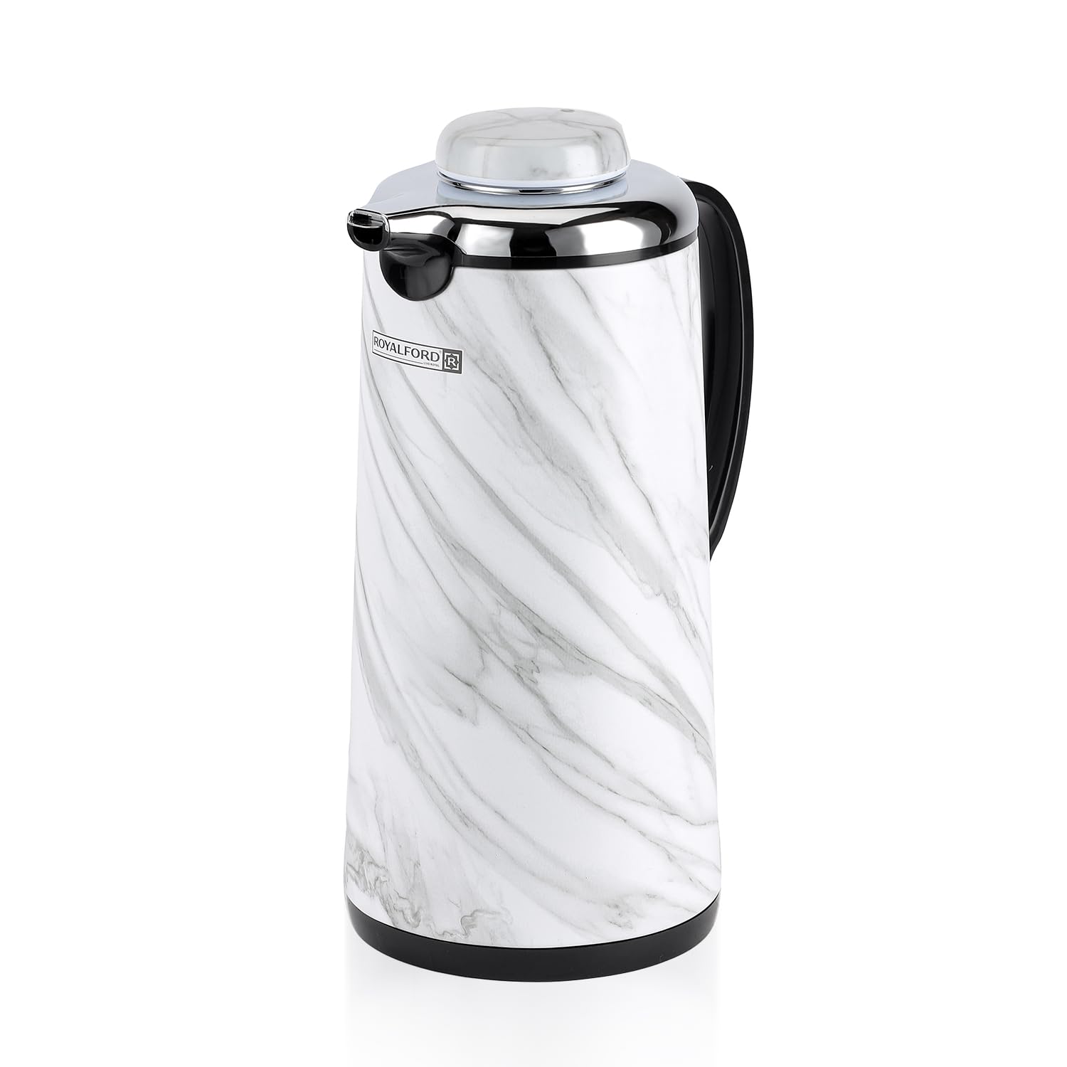 Royalford Marble Finish Vacuum Flask 1900ml | Double Wall Insulated Coffee Carafe | Thermal Jug for Hot & Cold Drinks | Leak-Proof Lightweight Easy Clean Durable & Stylish Portable Flask for Daily Use