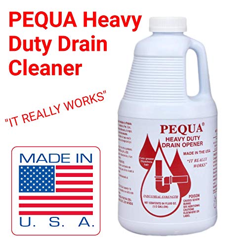 PEQUA Heavy Duty Drain Opener KIT 64 Ounce Clog Remover, Gloves, Pipe