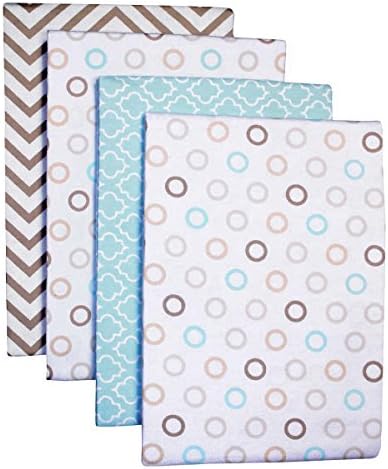 Carter's 4-Pack Cotton Flannel Receiving Blankets, Chevron Taupe Dots