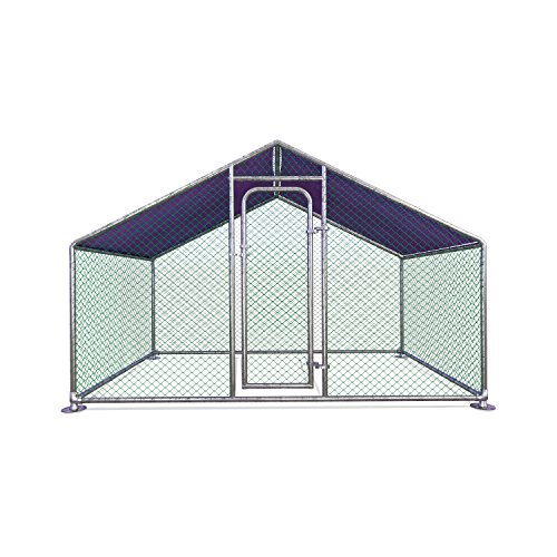 ALEKO Metal DIY Walkin Chicken Coop or Chicken Run with Purple Waterproof Cover 6.5 x 10 Feet