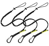 BearTOOL Tool Lanyard with Single Carabiner and Adjustable Loop End, Standard Length, Maximum Weight Limit 8KG / 17.6lb, Aluminum Screw Lock Carabiner with Shock Cord Stopper, 0923S (3 Pack)