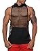 MissionLA Mens Urban See Through Pattern Sleeveless Stringer Hoodie Shirt (Made in America) Black Medium