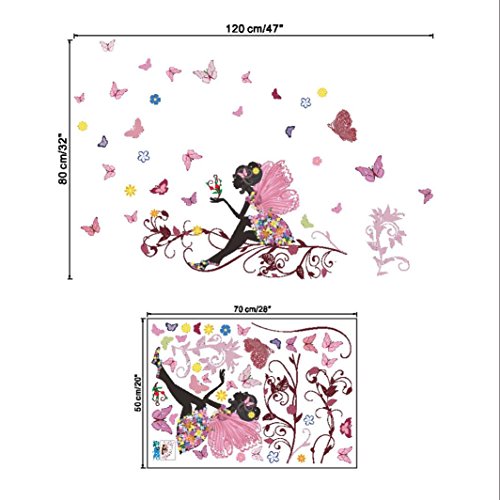 Lowprofile New Butterfly Flower Fairy Stickers Bedroom Living Room Walls - Thumbnail 3