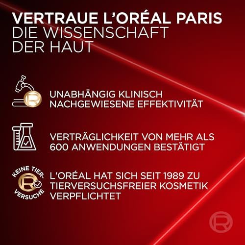 L'Oréal Paris Lot de soins du visage anti-âge pour le jour et la nuit avec triple action – avec Pro-rétinol, hyaluronique et vitamine C, Revitalift Laser, 2 x 50 ml