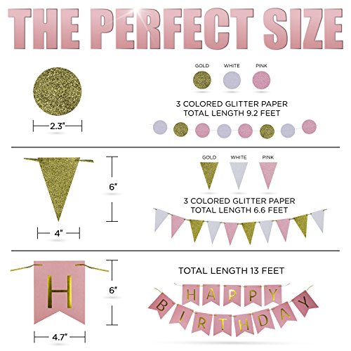 image for The Classic Decor 31 Pcs of Pink Gold and Cream Birthday Party Decorat