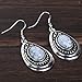 Yazilind Vintage White Oval Stone Dangle Drop Hook Alloy Earrings Women Gift