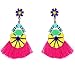JUST N1 Women's Girls Elegant Jewellery Handmade Bohemia Ethnic Tassels Dangle Stud Earrings Eardrop Red